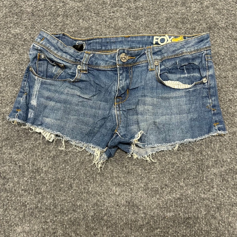 Fox Shorts Womens Size 3/26 Blue Denim Cutoff Low Rise Frayed Hem Casual